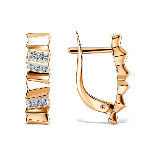 Золотые серьги 585, женские, с фианитом