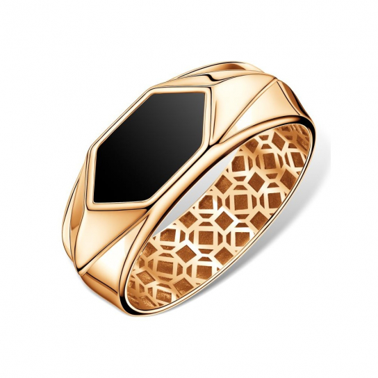 Кольцо-печатка с фианитом из золота