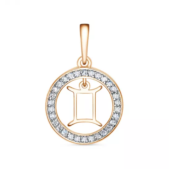 Золотая подвеска 585, с фианитом