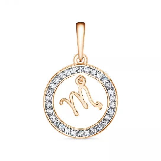 Золотая подвеска 585, с фианитом