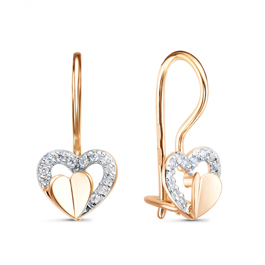 Серьги детские с фианитом из золота