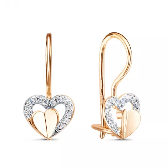 Серьги детские с фианитом из золота