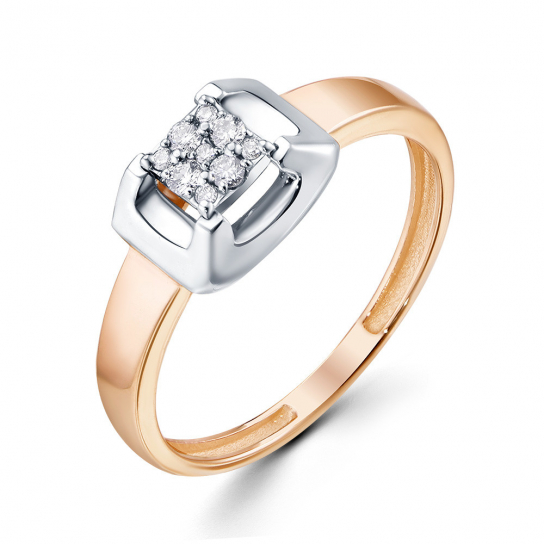 Золотое кольцо 585, женское, с бриллиантом, размер 18.5