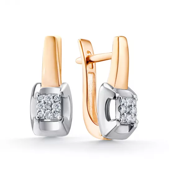 Золотые серьги 585, женские, с бриллиантом