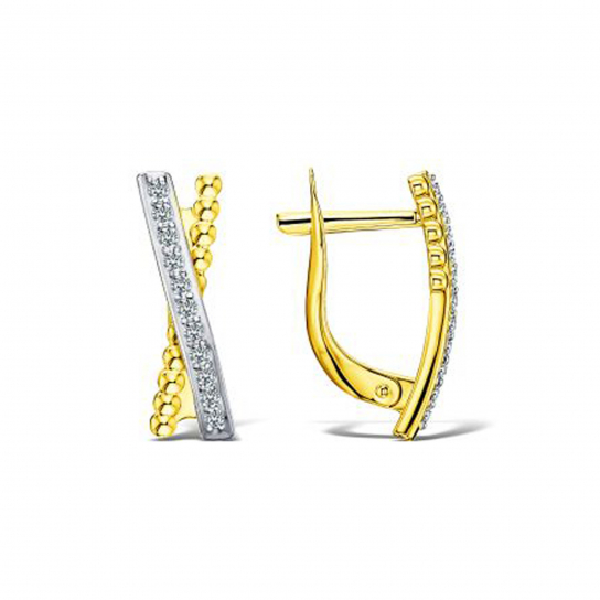 Золотые серьги 585, женские, с фианитом