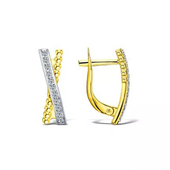 Золотые серьги 585, женские, с фианитом