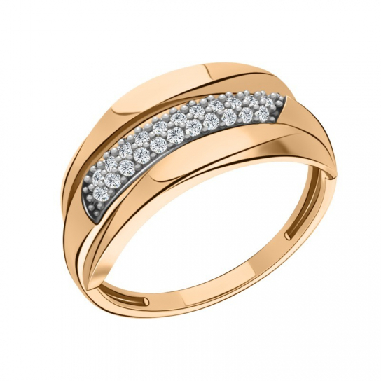 Золотое кольцо 585, женское, с фианитом, размер 17.5