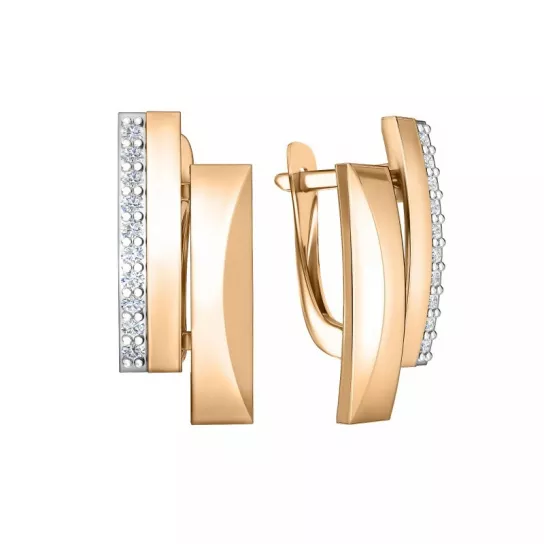 Золотые серьги 585, женские, с фианитом