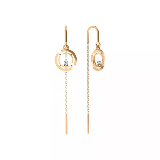 Золотые серьги 585, женские, с фианитом