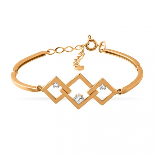 Золотой браслет 585, плетение фигурное, длина 19 см