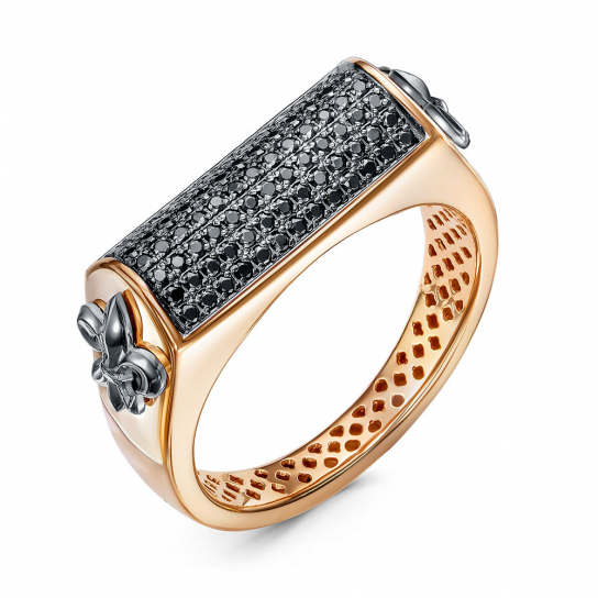 Золотое кольцо 585, женское, с фианитом, размер 18.5