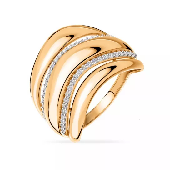 Золотое кольцо 585, женское, с фианитом, размер 21