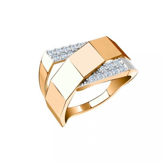 Золотое кольцо 585, женское, с фианитом, размер 19