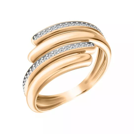 Золотое кольцо 585, женское, с фианитом, размер 18