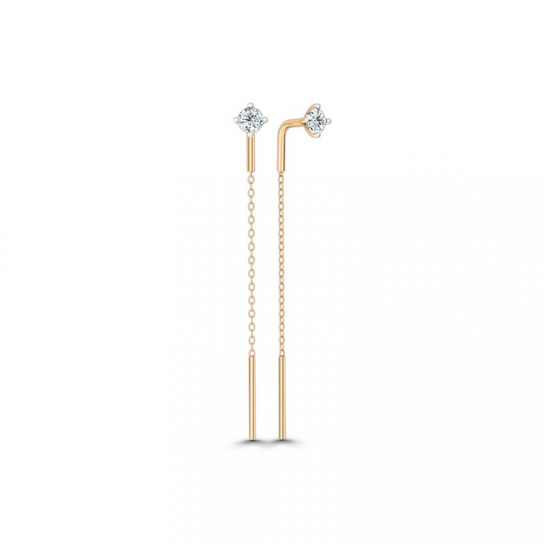 Золотые серьги 585, женские, с фианитом