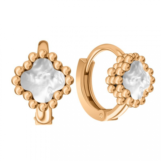 Серьги детские с перламутром из золота