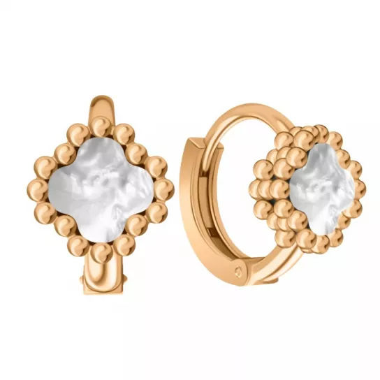 Серьги детские с перламутром из золота
