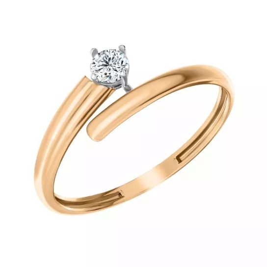 Золотое кольцо 585, женское, с фианитом, размер 16.5