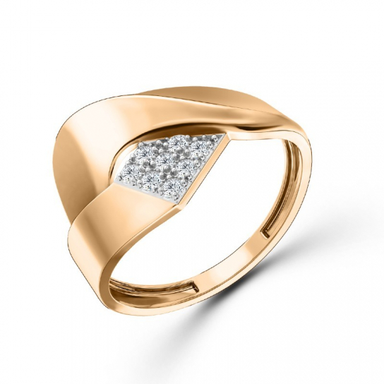 Золотое кольцо 585, женское, с фианитом, размер 19