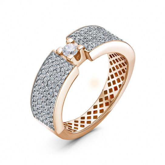 Золотое кольцо 585, женское, с фианитом, размер 18