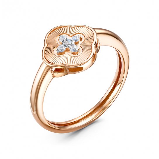 Золотое кольцо 585, женское, с фианитом, размер 17.5