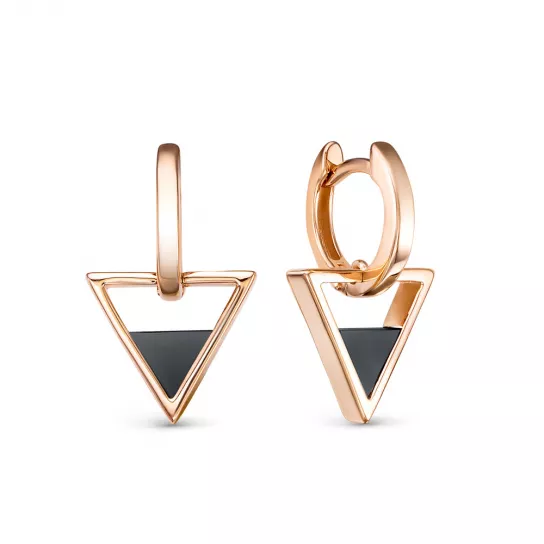 Золотые серьги 585, женские, с ониксом