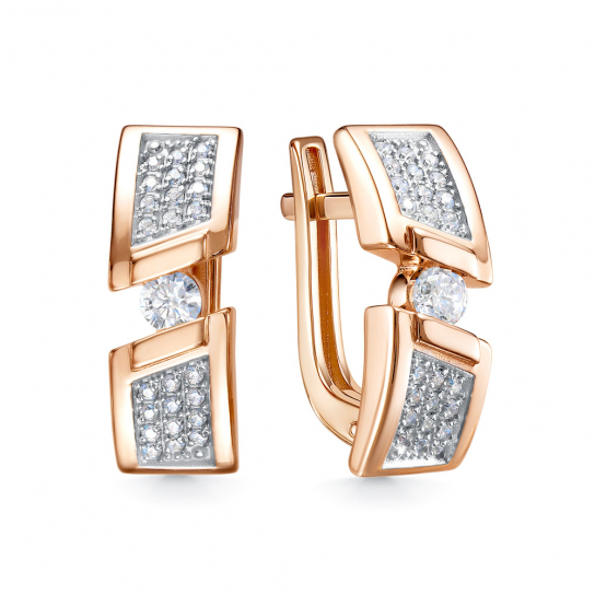 Золотые серьги 585, женские, с фианитом