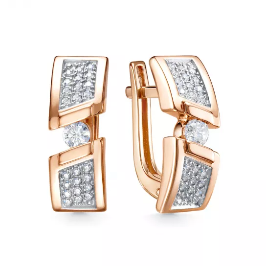 Золотые серьги 585, женские, с фианитом