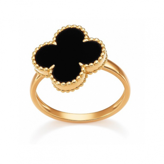 Золотое кольцо 585, женское, с ониксом, размер 17