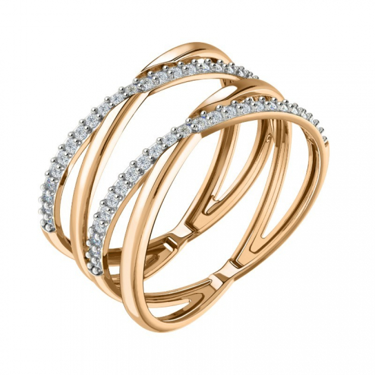 Золотое кольцо 585, женское, с фианитом, размер 17.5