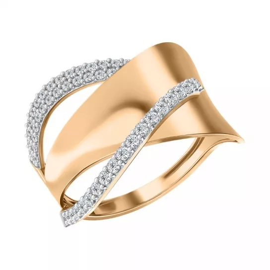 Золотое кольцо 585, женское, с фианитом, размер 20