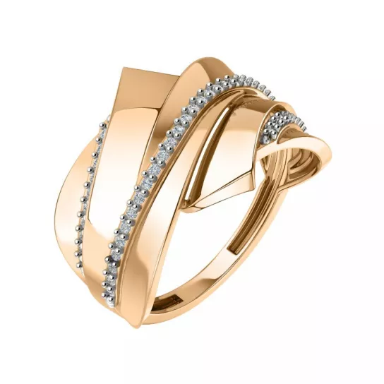 Золотое кольцо 585, женское, с фианитом, размер 18