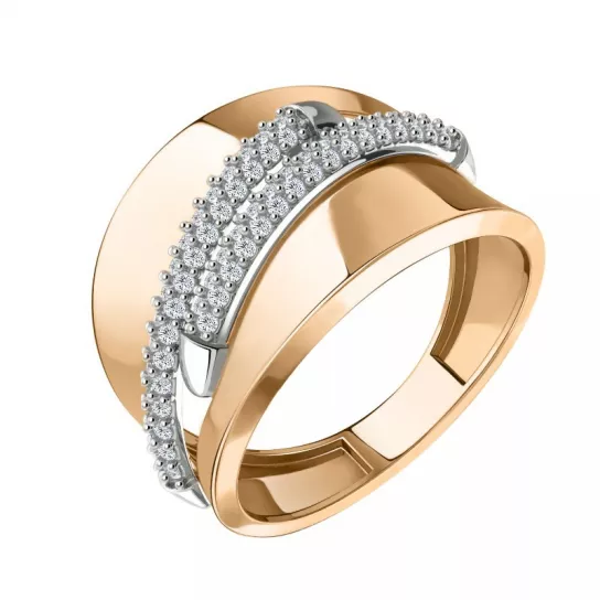 Золотое кольцо 585, женское, с фианитом, размер 20.5