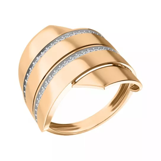 Золотое кольцо 585, женское, с фианитом, размер 20