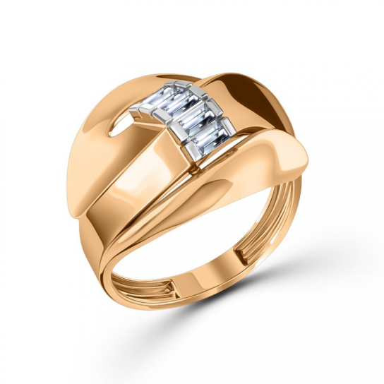 Золотое кольцо 585, женское, с фианитом, размер 19.5