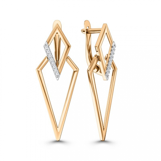 Золотые серьги 585, женские, с фианитом