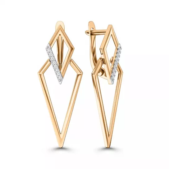 Золотые серьги 585, женские, с фианитом