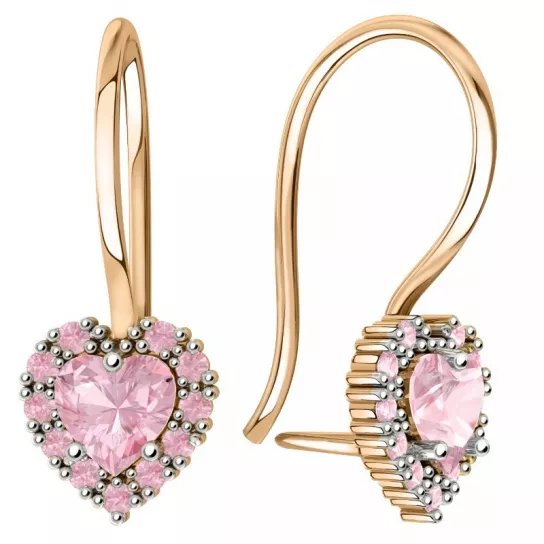 Серьги детские с фианитом из золота