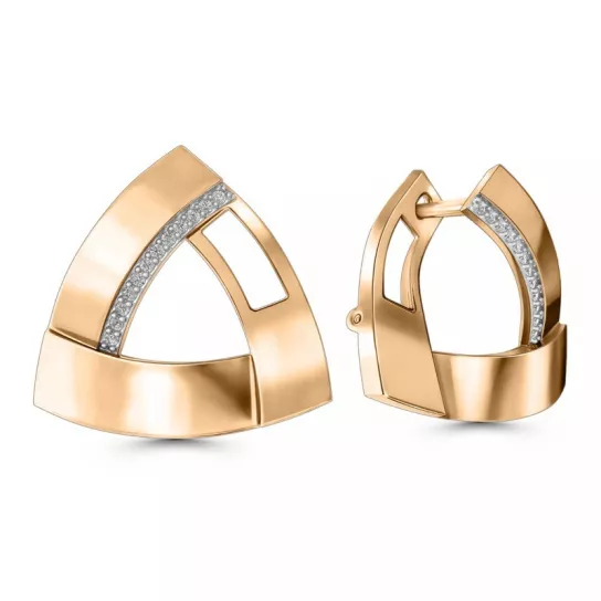 Золотые серьги 585, женские, с фианитом