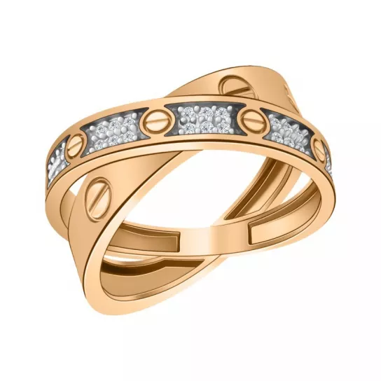 Золотое кольцо 585, женское, с фианитом, размер 19