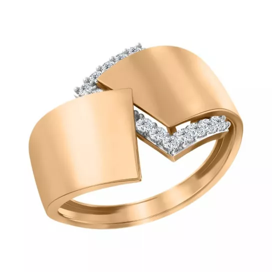 Золотое кольцо 585, женское, с фианитом, размер 20.5