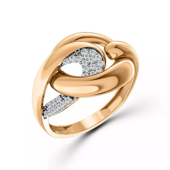 Золотое кольцо 585, женское, с фианитом, размер 19