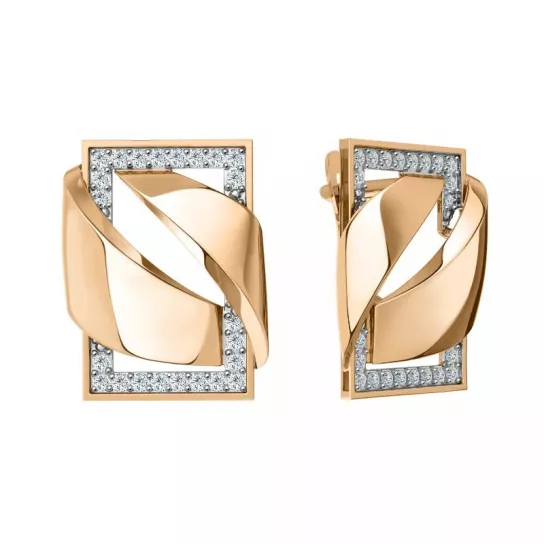 Золотые серьги 585, женские, с фианитом