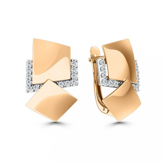 Золотые серьги 585, женские, с фианитом