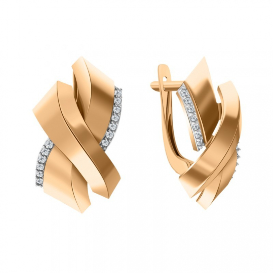 Золотые серьги 585, женские, с фианитом
