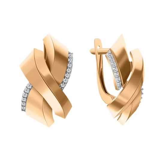 Золотые серьги 585, женские, с фианитом