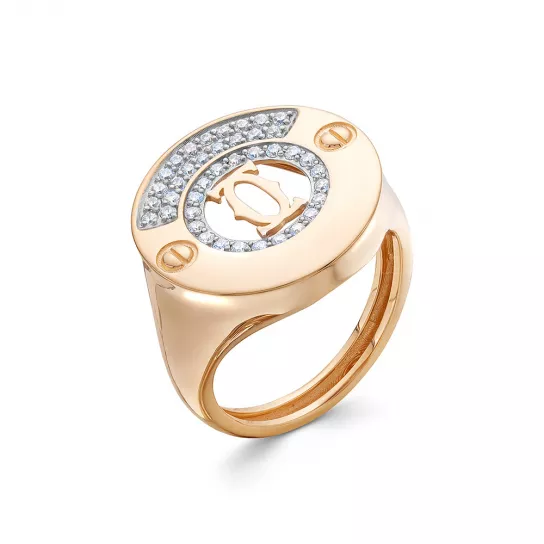 Золотое кольцо 585, женское, с фианитом, размер 18