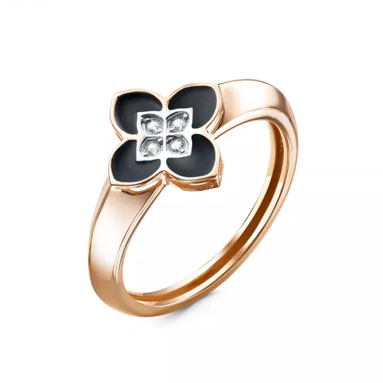 Золотое кольцо 585, женское, с фианитом, размер 16