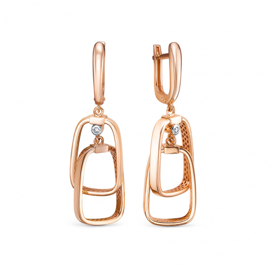 Золотые серьги 585, женские, с фианитом