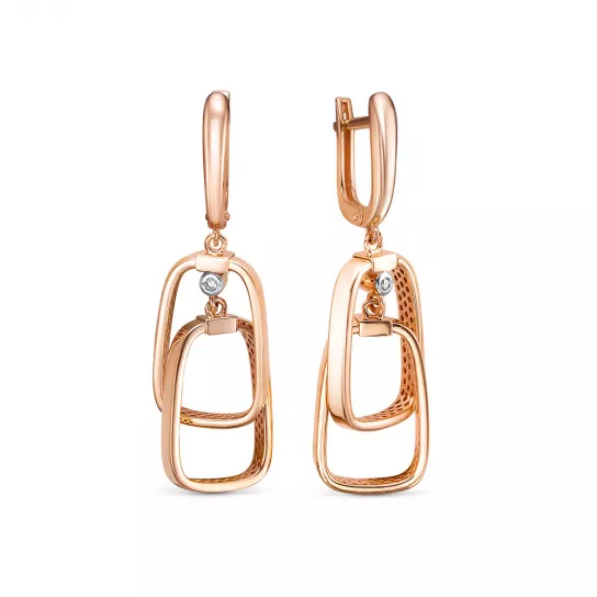 Золотые серьги 585, женские, с фианитом